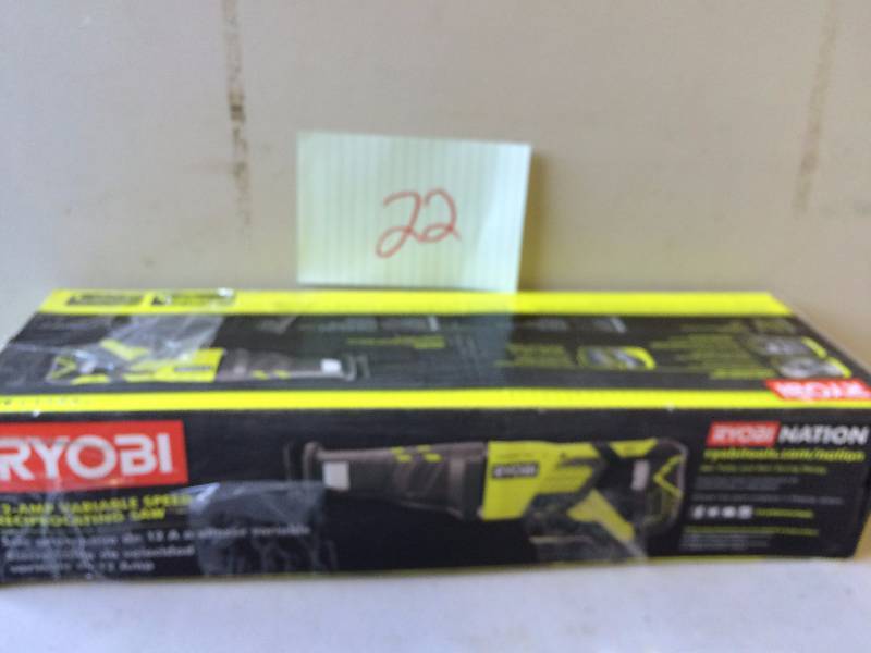 lot 22 image: Ryobi 12 Amp Variable Speed Reciprocrating Saw- Never been used Stock and actual photos used to display item