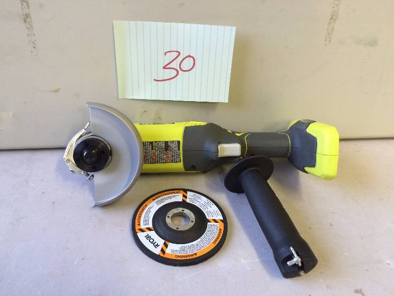 lot 30 image: Ryobi ZRP420 One 18V Cordless 4 12 in Angle Grinder Bare Tool never been used Stock and actual photos used to display item