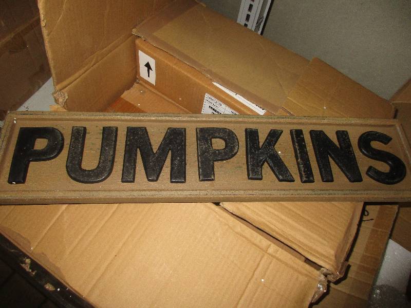 pumpkin sign,  incense sticks and burners, tea light holder and candle holder