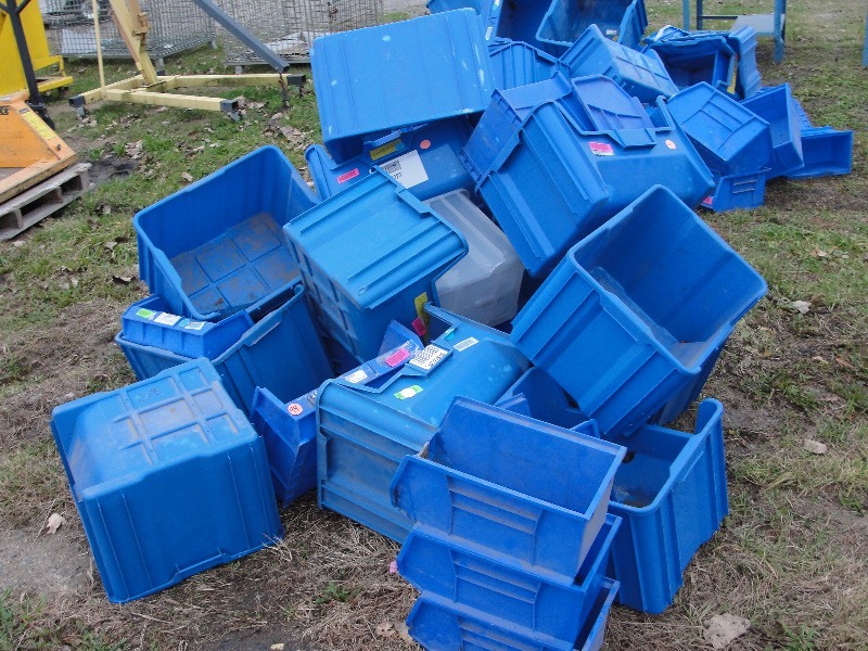 Pile of Blue Stackable Tubs