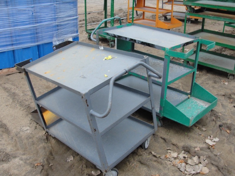 Two Metal Shop Carts on Casters