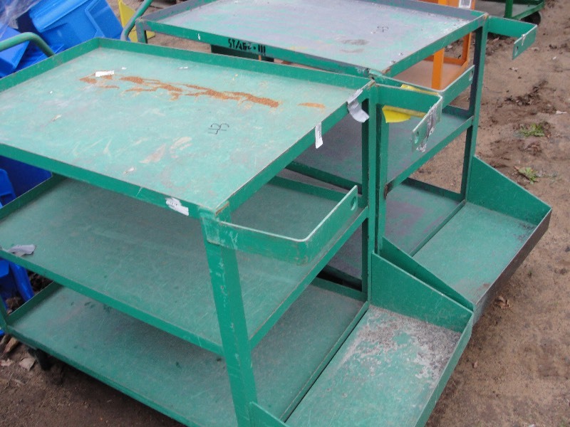 Two Metal Shop Carts on Casters