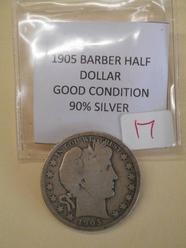 1905 Barber Half Dollar, 90% Silver...