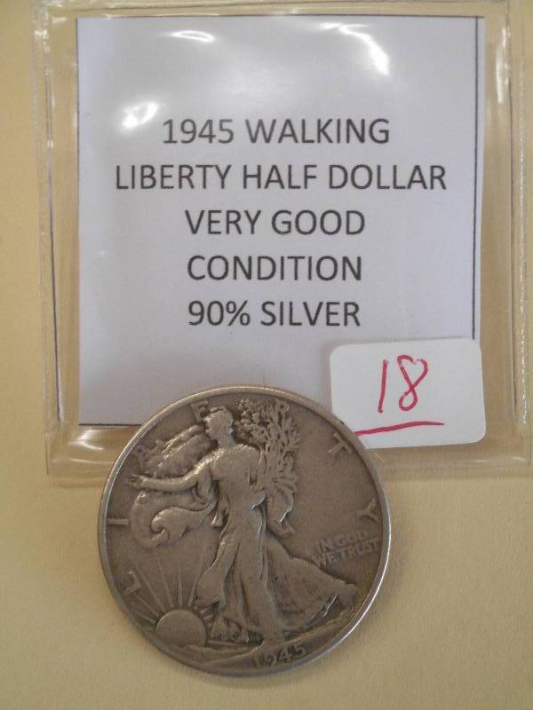 1945 Walking Liberty Half Dollar, 9...