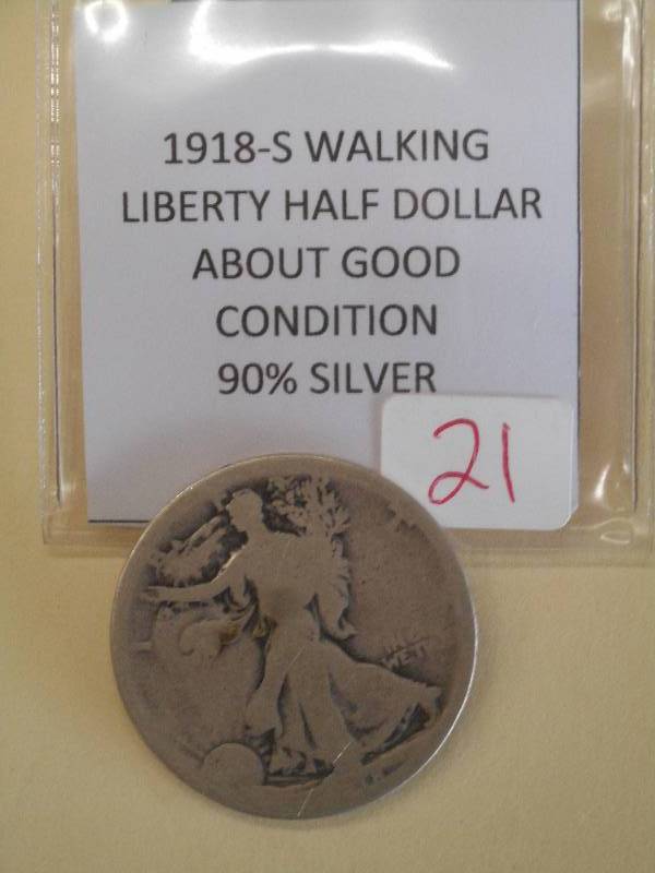 1918-S Walking Liberty Half Dollar,...
