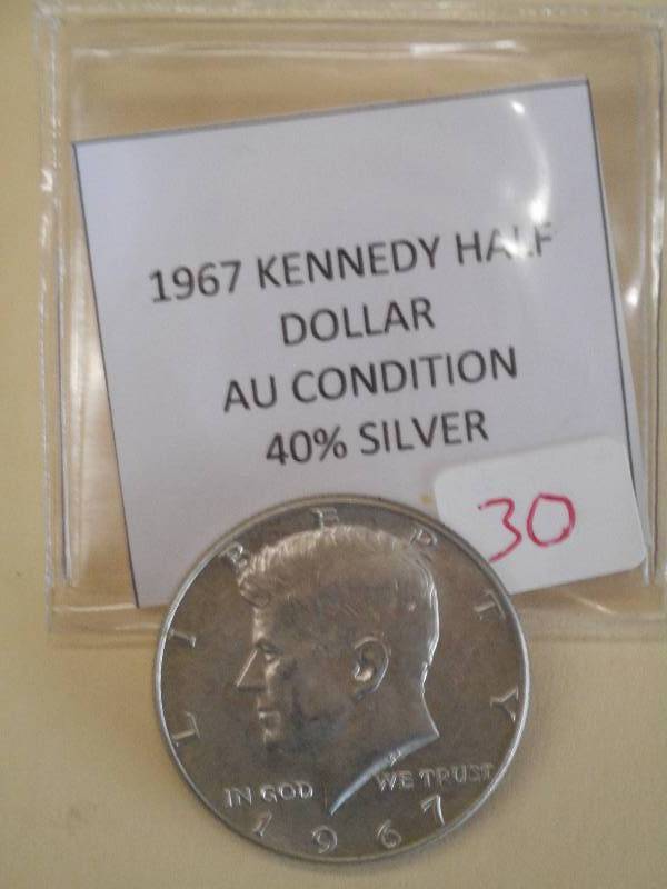1967 Kennedy Half Dollar, 40% Silve...