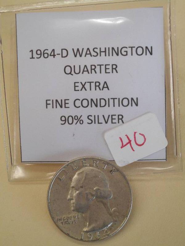 1964-D Washington Quarter, 90% Silv...