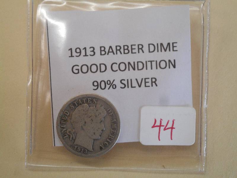 1913 Barber Dime, 90% Silver ...