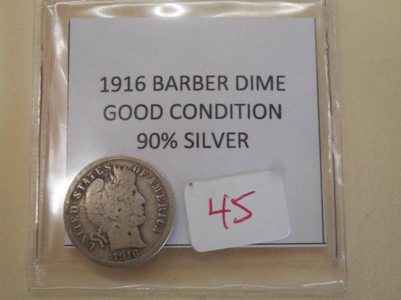 1916 Barber Dime, 90% Silver ...