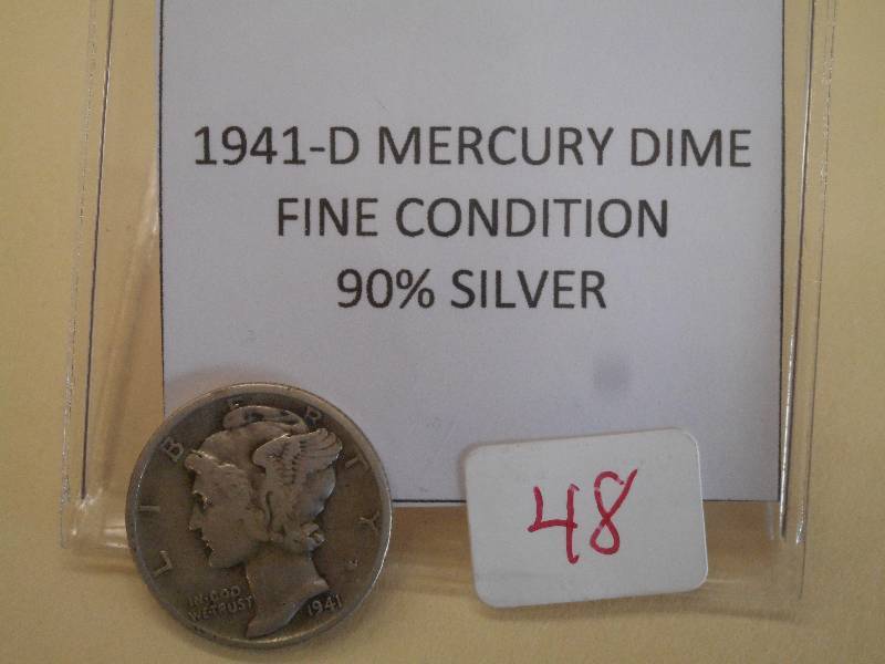 1941-D Mercury Dime, 90% Silver ...