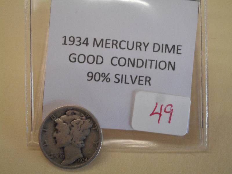 1934 Mercury Dime, 90% Silver ...