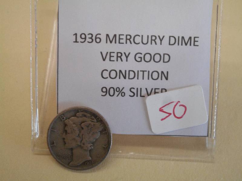 1936 Mercury Dime, 90% Silver ...
