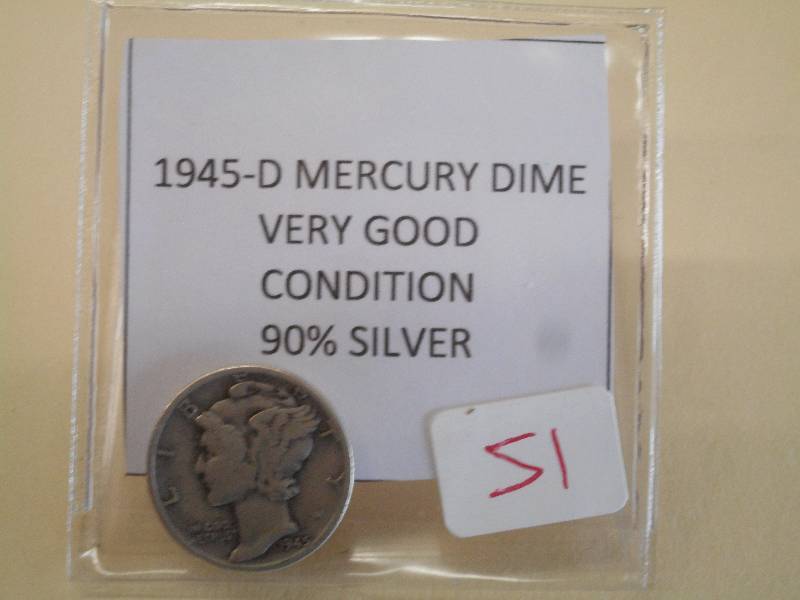 1945-D Mercury Dime, 90% Silver ...