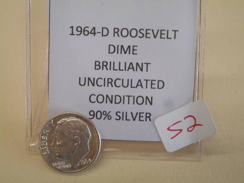 1964-D Roosevelt Dime, 90% Silver...