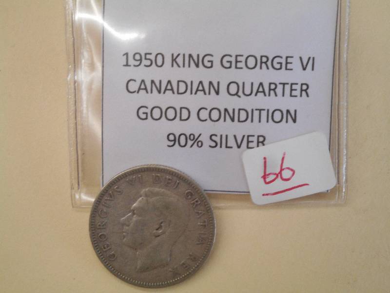 1950 King George VI Canadian Quarte...