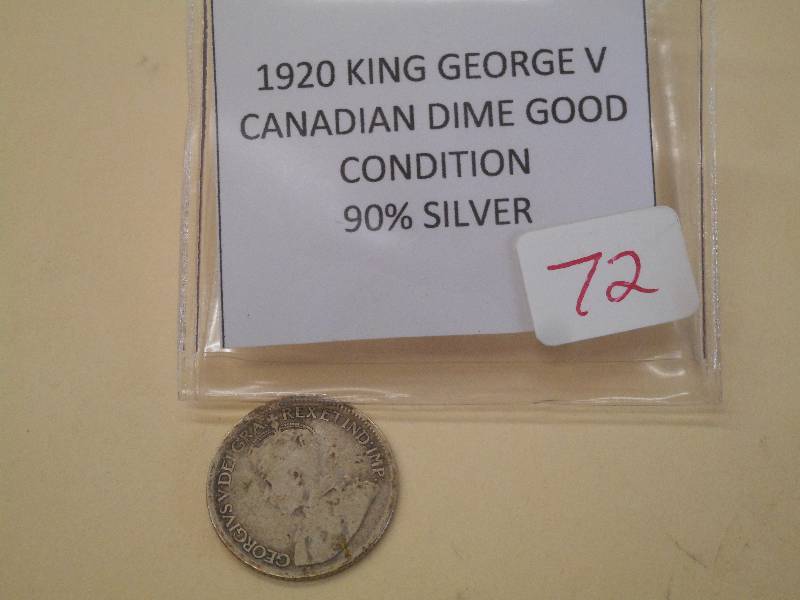 1920 King George V Canadian Dime, 9...