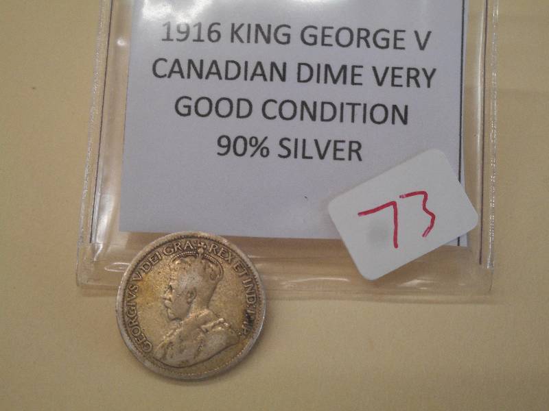 1916 King George V Canadian Dime, 9...