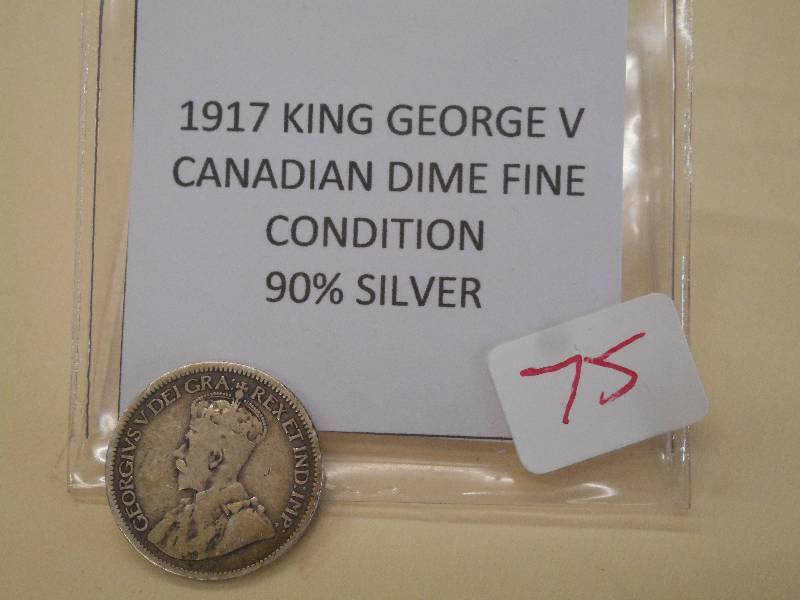 1917 King George V Canadian Dime, 9...