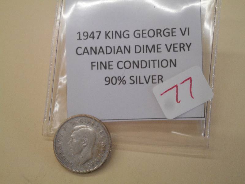 1947 King George VI Canadian Dime, ...