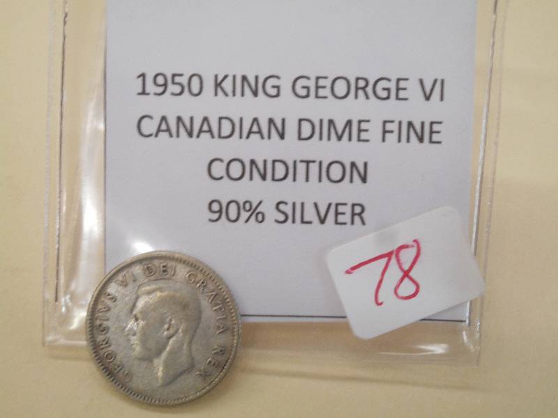 1950 King George VI Canadian Dime, ...