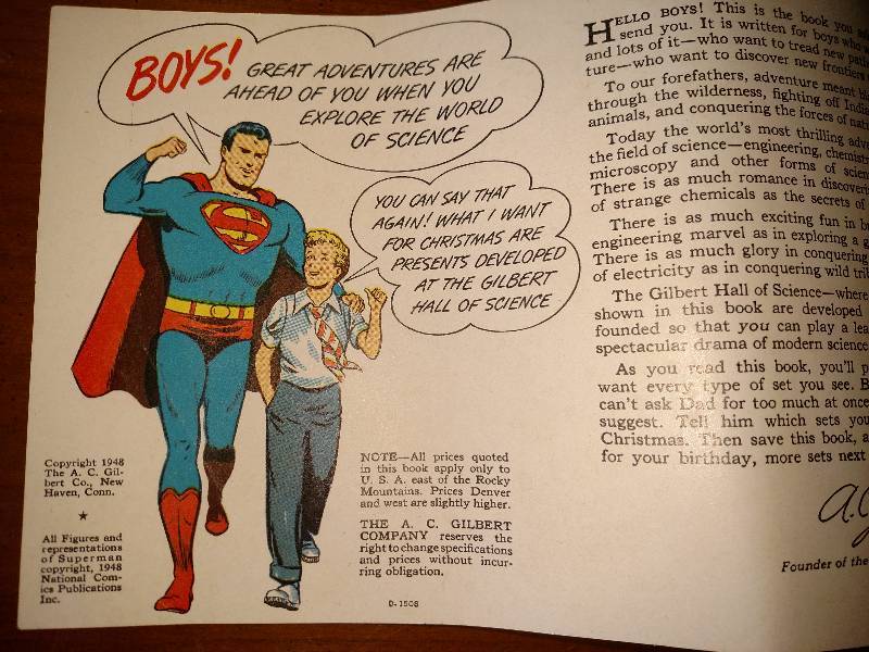 1948 Superman Comic(Gilbert hall of science)