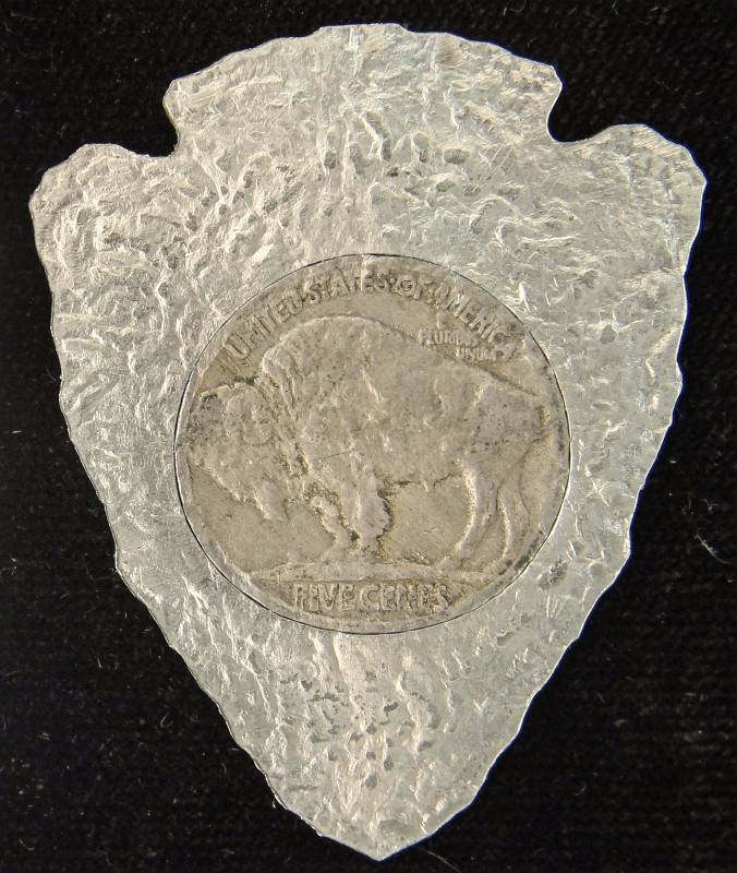 1936 BUFFALO NICKEL MOUNTED ARROW HEAD