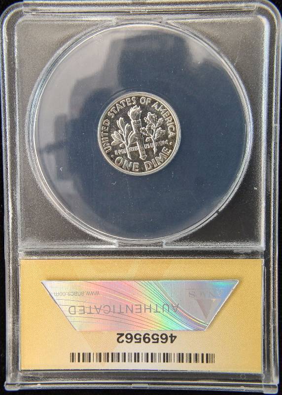 1955 ROOSEVELT SILVER DIME CERTIFIED PF64 BY ANACS