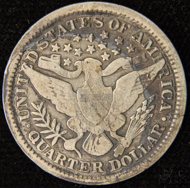 1896 BARBER SILVER QUARTER VG