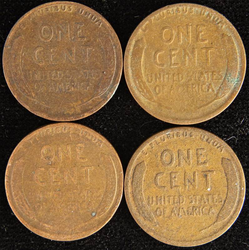 GROUP OF 4 WHEAT CENTS - 1910, 1919, 1919-D & 1920