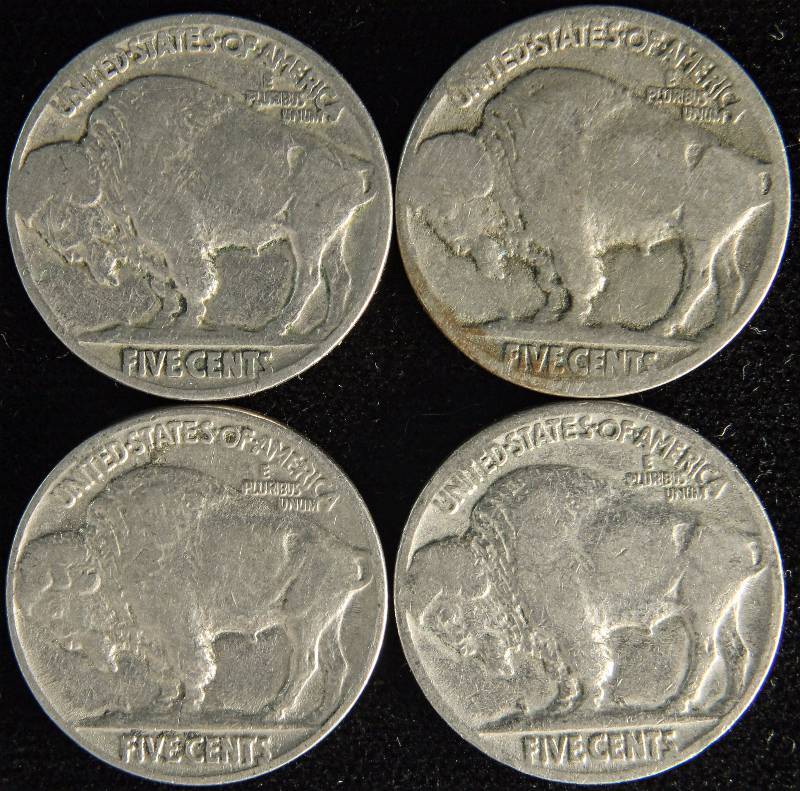GROUP OF 4 BUFFALO NICKELS 1927P, 1930P, 1936P & 1937P