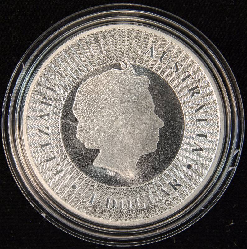 2016 AUSTRALIA KANGAROO 1 TROY OZ. .999 FINE SILVER IN AIRTITE HOLDER