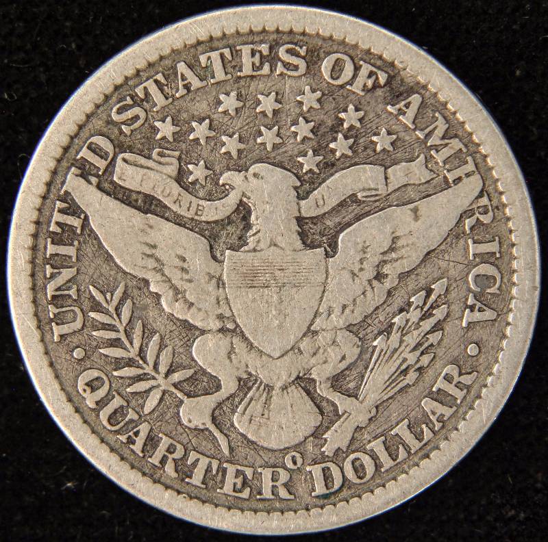 1895-O BARBER SILVER QUARTER VG