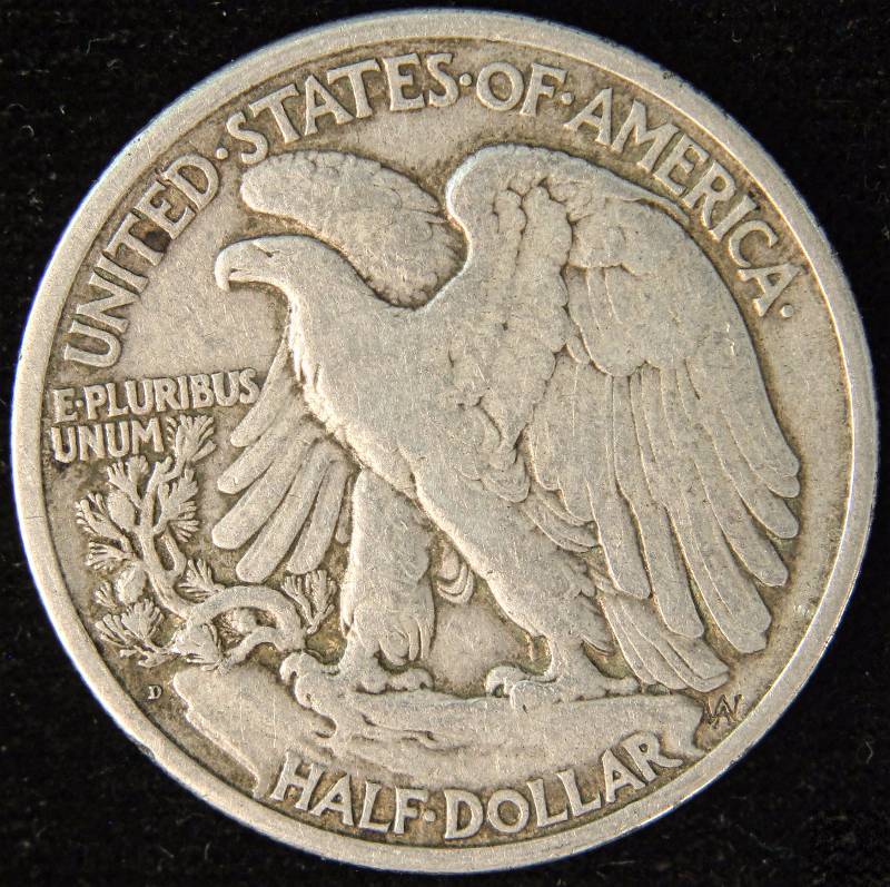 1934-D WALKING LIBERTY SILVER HALF DOLLAR VF