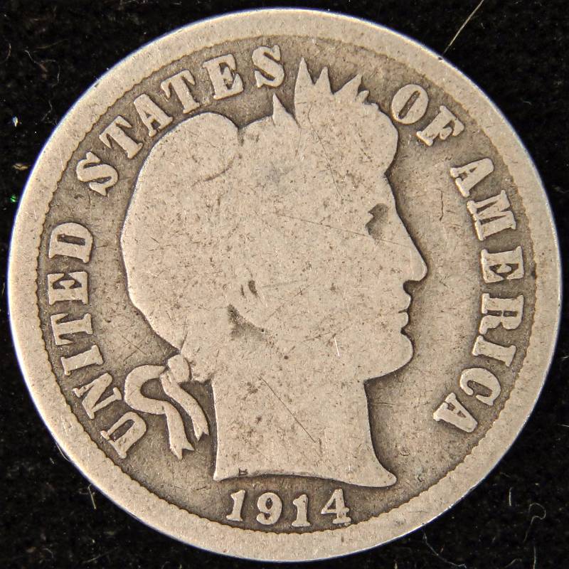 1914 BARBER SILVER DIME GOOD | OCTOBER 26th RARE COIN AUCTION | K-BID