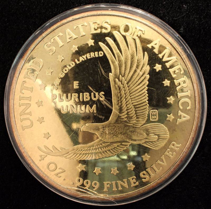 4 TROY OZ. .999 FINE SILVER SACAGAWEA DOLLAR DESIGN IN AIRTITE HOLDER