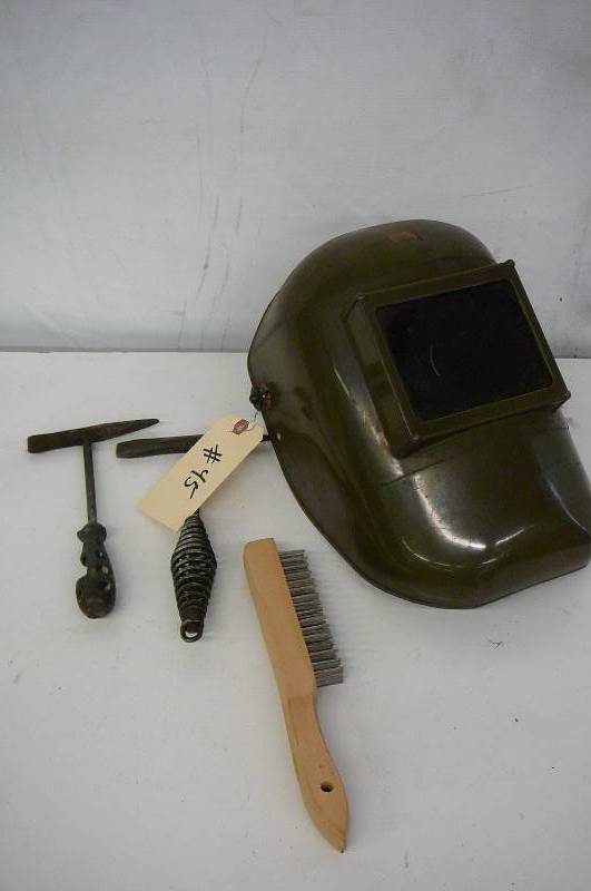 Welding Helmet, Hammers, & Brush