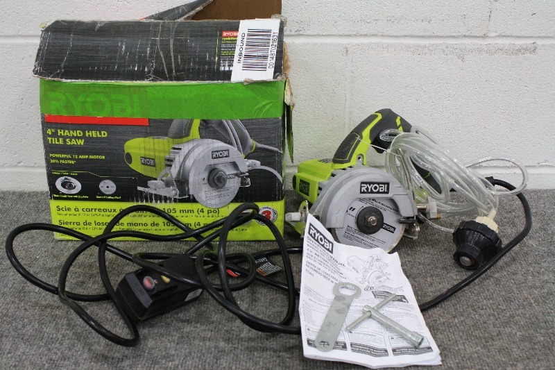 lot 112 image: Ryobi 4 Hand Held Tile Saw