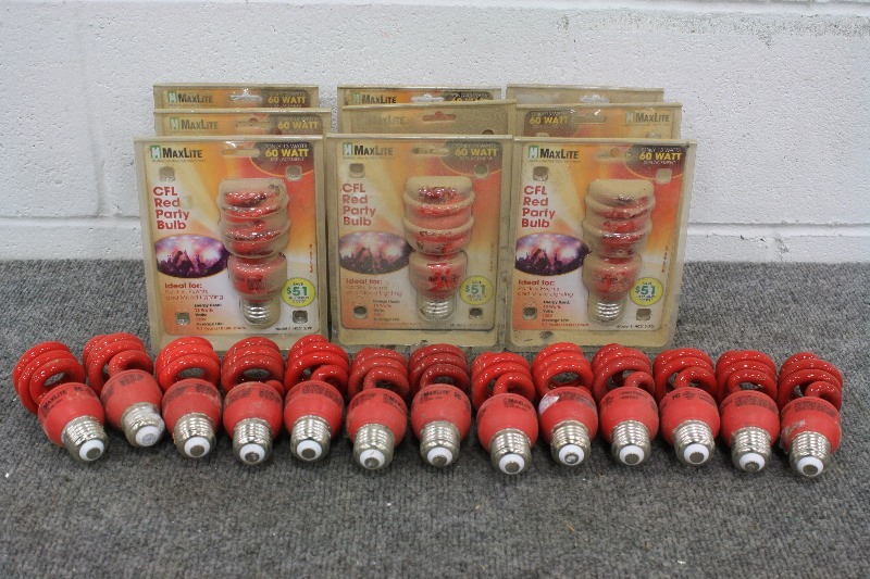 lot 124 image: Lot of Red Party Bulbs - 60 Watt