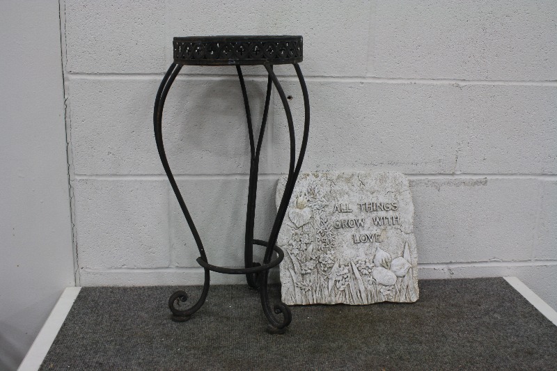 lot 138 image: Plant Stand with Garden Plaque