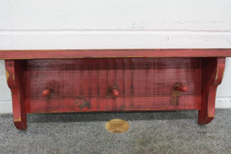 lot 143 image: Wall Shelf with 3 Hooks