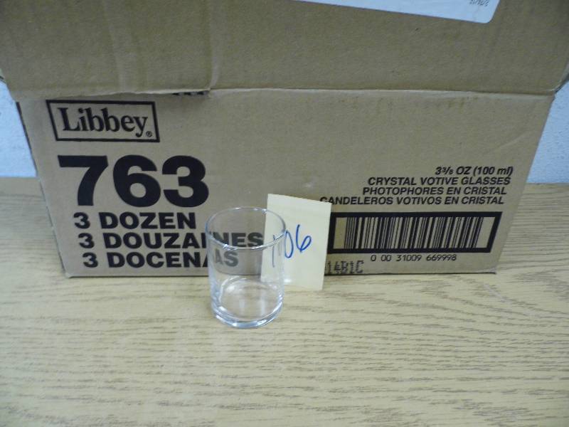 lot 106 image: Lot of 23 - 3 38oz  Crystal Votive Glasses