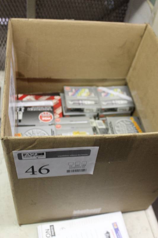 lot 46 image: Box Lot of Automotive Parts Including NGK Spark Plugs