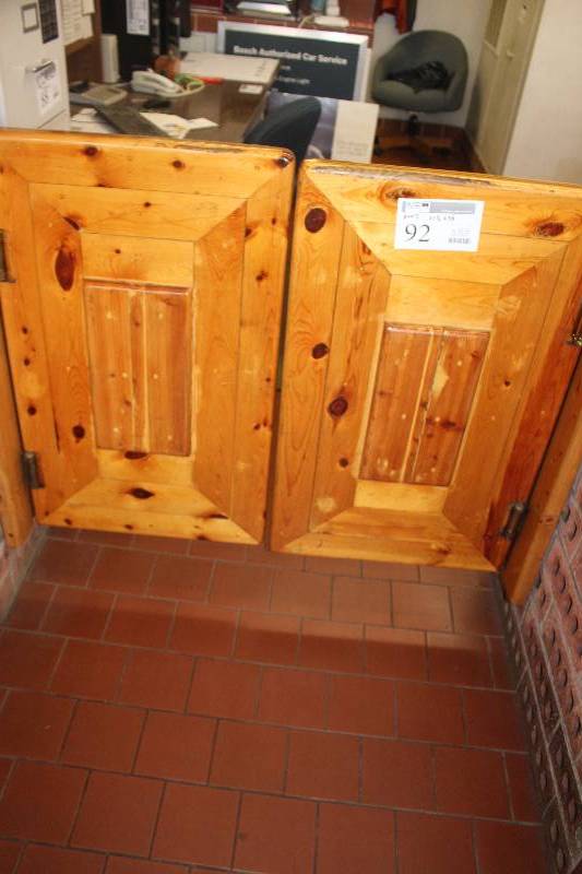 lot 92 image: Wood Saloon Doors w Hardware