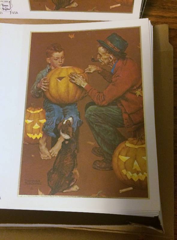 lot 8 image: Norman Rockwell Halloween Cards