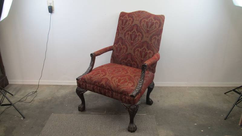Large High End SAM MOORE Carved Parlor Chair