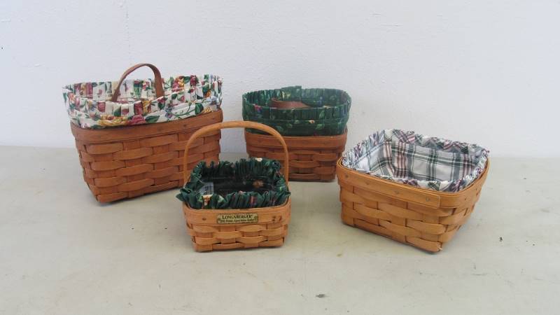 Signed Longaberger Baskets wMatching Covers & Protectors