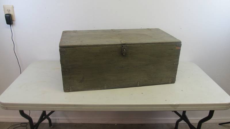 Vintage Green Military Foot Locker Trunk