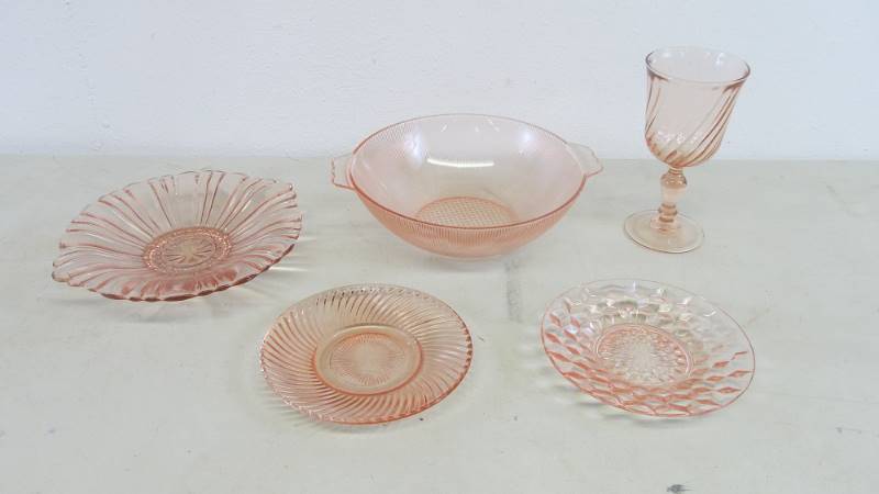 Lot of Vintage Pink Depression Glass