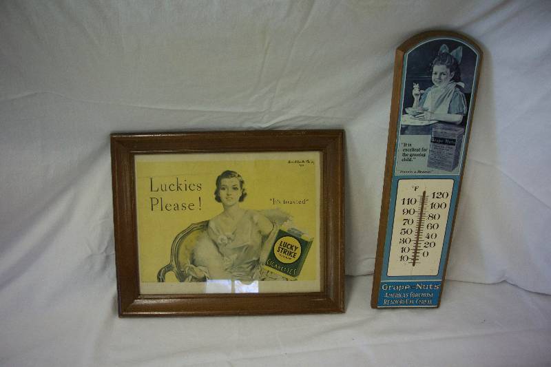 lot 14 image: Vintage Lucky Strike and Grapenuts Collectible Advertising Pieces