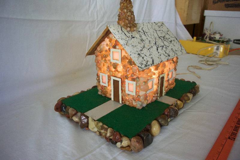 lot 29 image: Hand Crafted Rock Cabin Night Light
